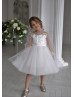 Ivory Lace Tulle Flower Girl Dress Baptism Dress